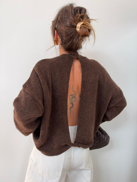 Pull manches longues dos nu - choco