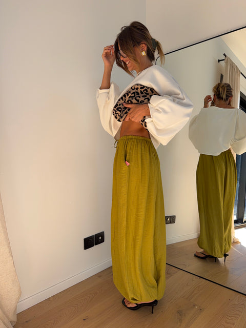 Pantalon en viscose - vert anis