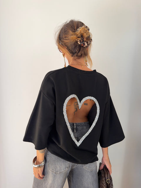 T-shirt coeur - noir