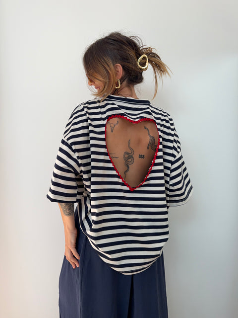 T-shirt coeur - bleu marine