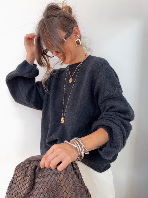 Pull manches longues dos nu - bleu marine