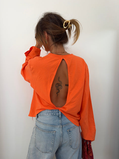 Haut manches longues dos nu - orange