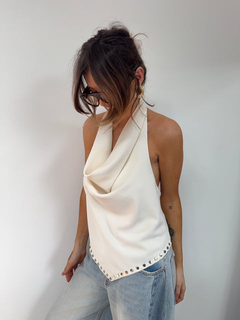 Top dos nu à clous - beige