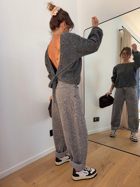 Jeans baggy léopard gris - Kylie
