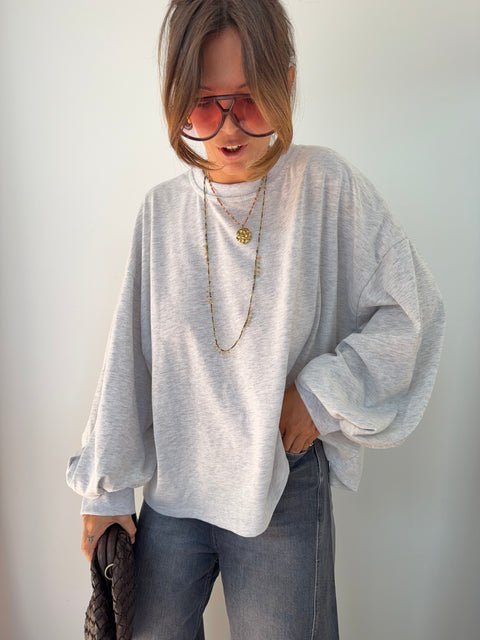 Sweat dos nu - gris chiné