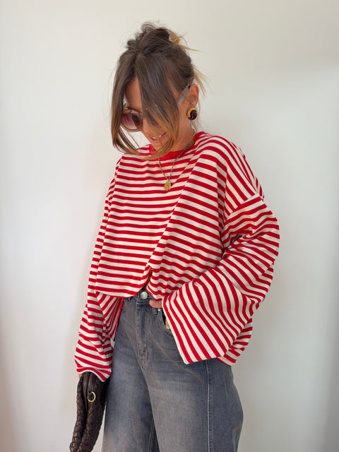 Sweat marinière rouge