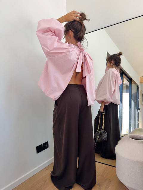 Blouse dos nu - rose poudré