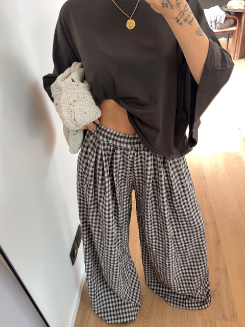 Pantalon à carreau - chocolat