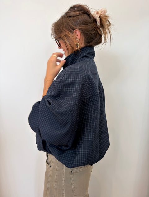 Veste à carreau - bleu marine