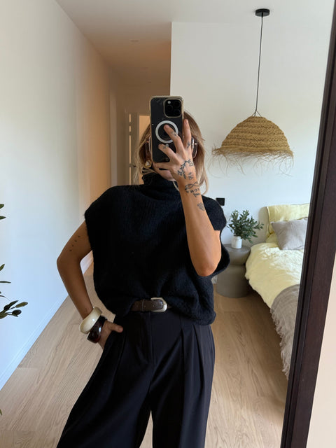 Pull col roulé - noir