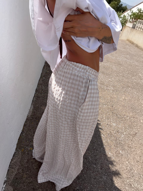 Pantalon à carreaux - beige clair (pré commande)