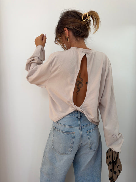 Haut manches longues dos nu - beige