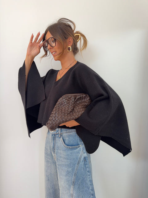 Pull col V cape - noir