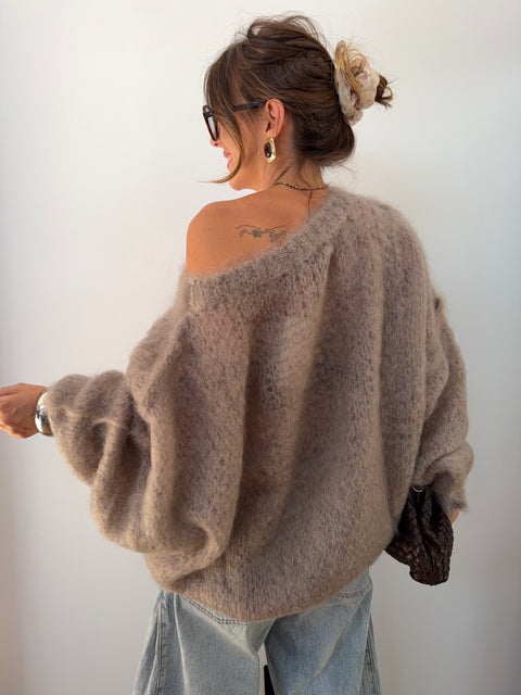 Pull 80% Mohair - taupe