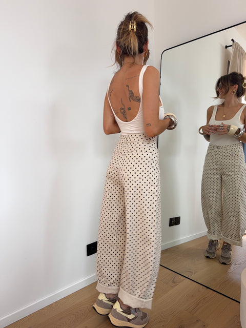 Jeans à pois - beige et choco