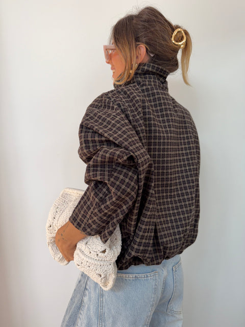 Veste à carreaux - marron et beige