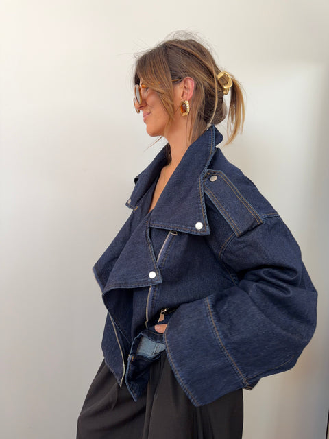 Veste en jean oversize - bleu foncé