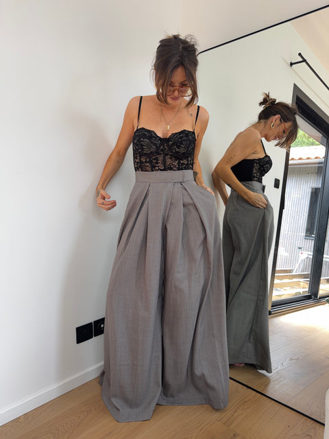 Pantalon à scratch - gris