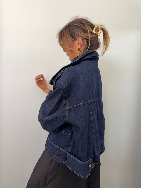 Veste en jean oversize - bleu foncé