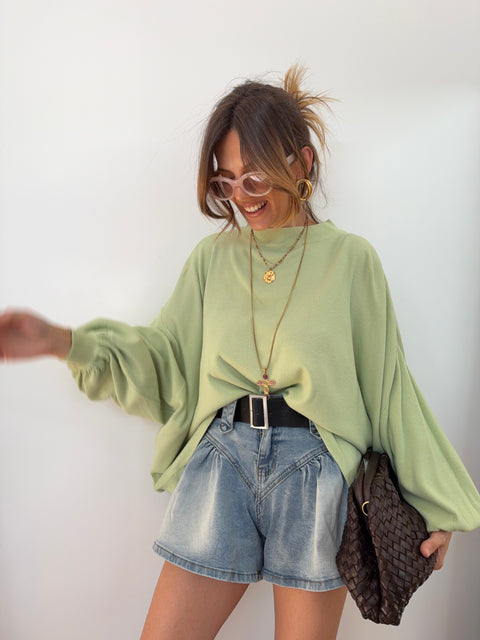 Pull manches chauve souris - vert