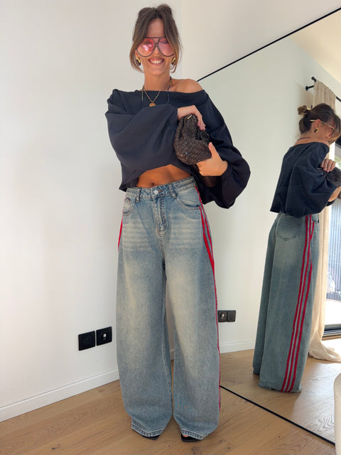 Jeans à bandes rouges (pré commande)