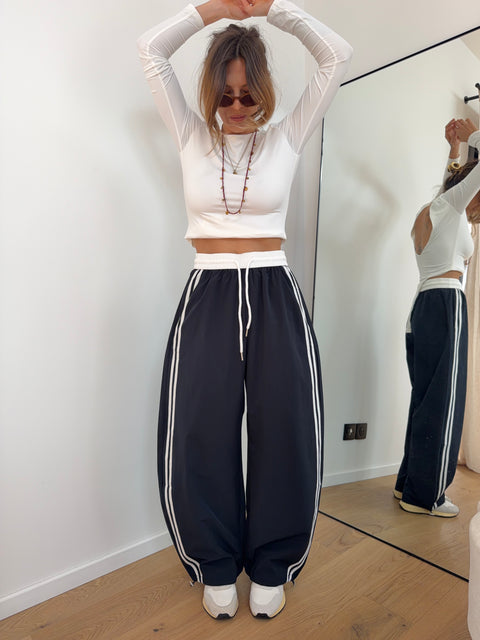 Pantalon à bandes - marine et blanc