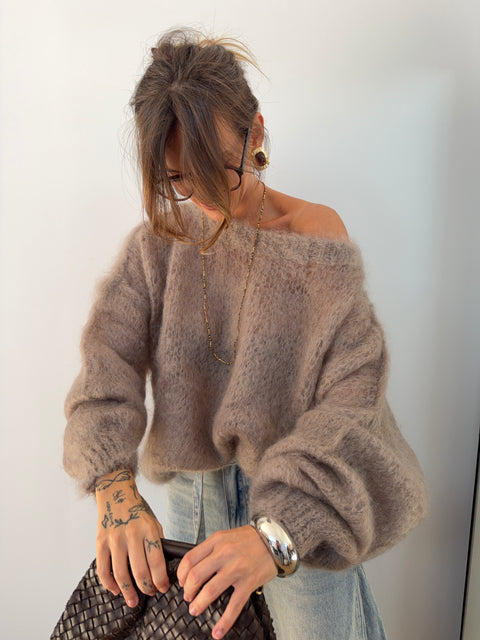 Pull 80% Mohair - taupe