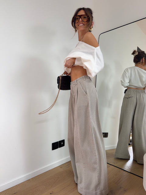 Pantalon à carreaux - beige et gris (pré commande)