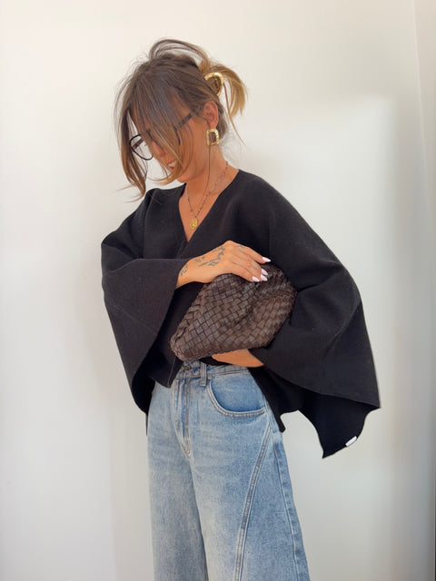 Pull col V cape - noir