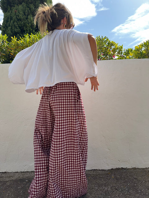 Pantalon à carreaux - bordeaux(pré commande)