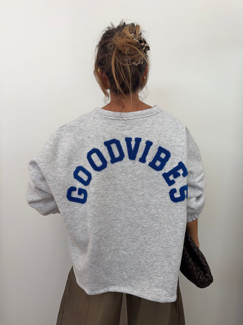 Pull GOOD VIBES - bleu roi