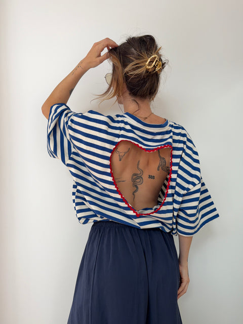 T-shirt coeur - bleu roi