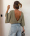 T-shirt Lover's dos nu V - kaki