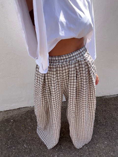 Pantalon à carreaux - taupe (pré commande)