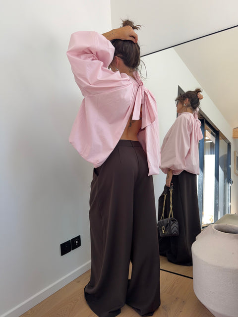Blouse dos nu - rose poudré