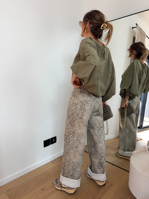 Jeans droit léopard clair