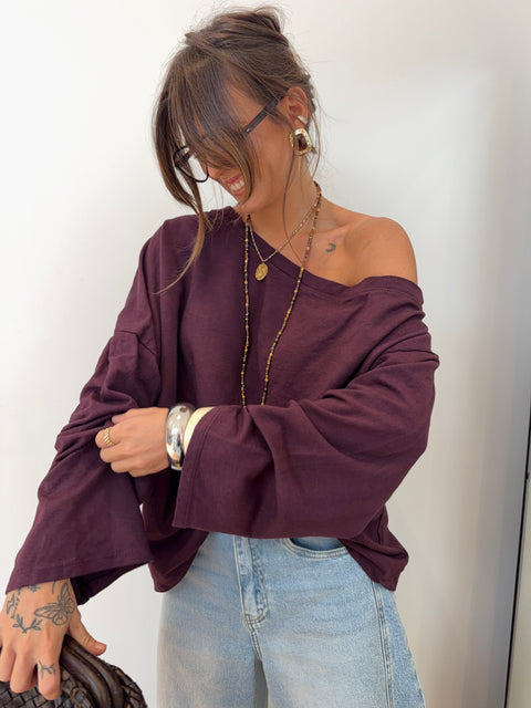 T-shirt asymétrique - prune