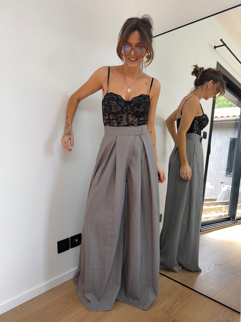 Pantalon à scratch - gris
