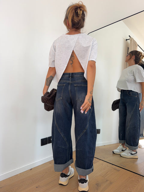 Jeans ballon - bleu brut