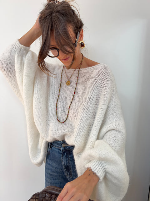 Pull en maille - blanc