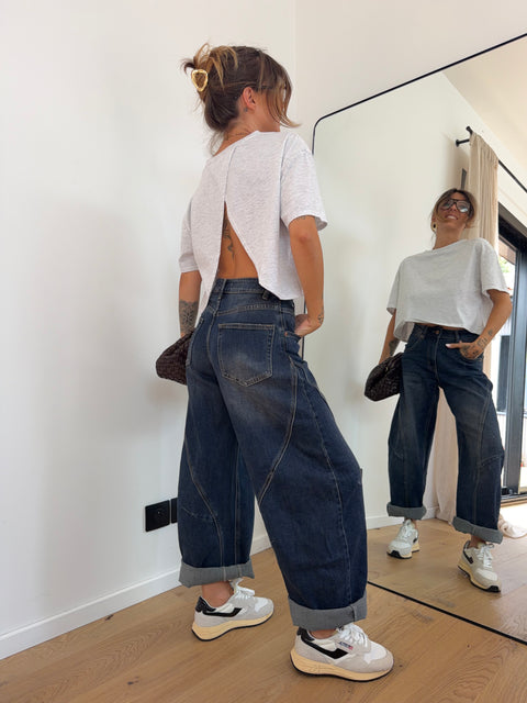 Jeans ballon - bleu brut