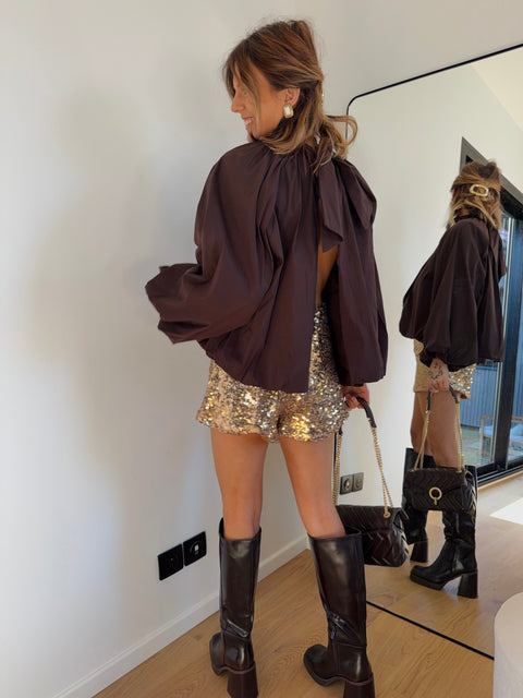 Blouse dos nu - chocolat