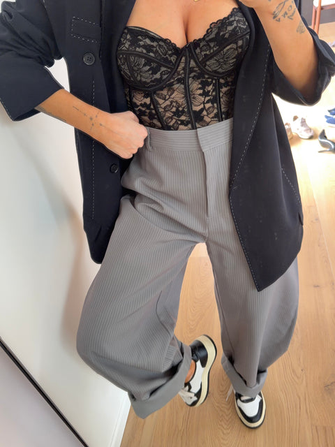 Pantalon ballon rayé - gris