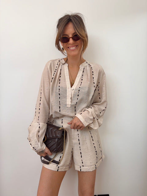 Short à motifs - beige