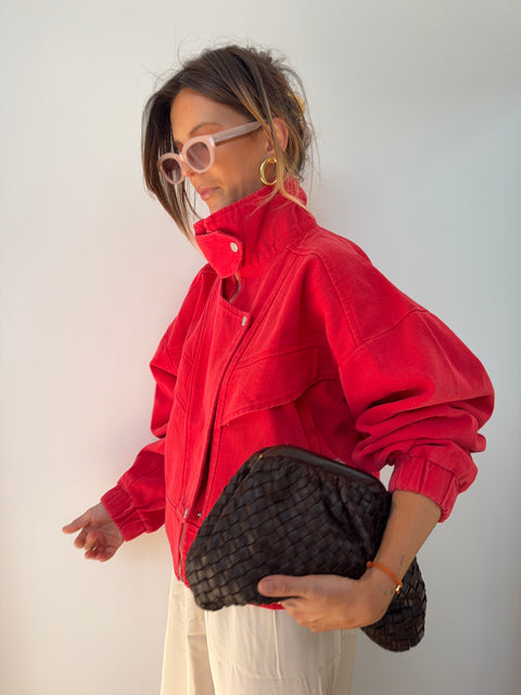 Veste en jean - rouge