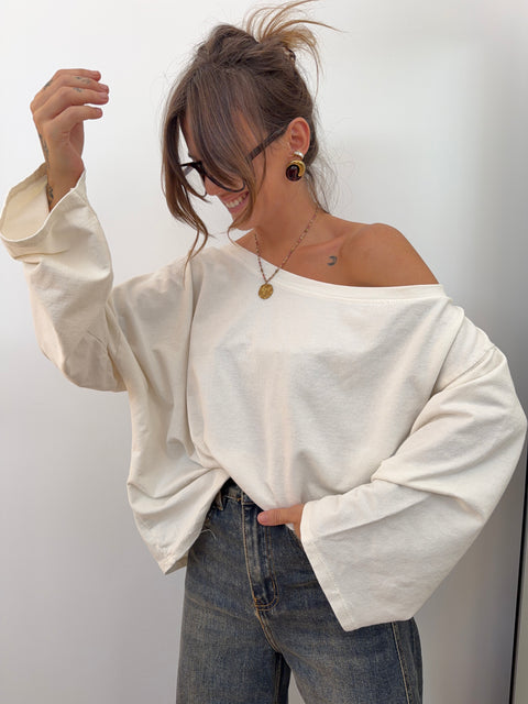 T-shirt asymétrique - écru