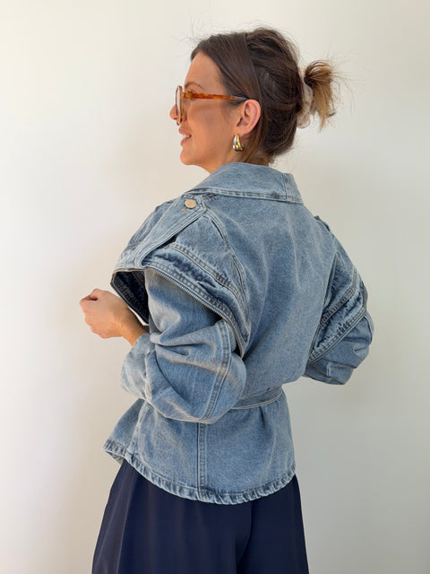 Veste en jeans - détails zipés