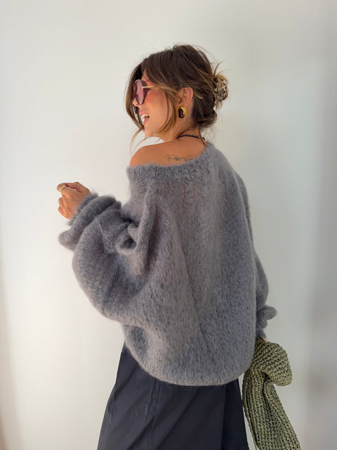 Pull 80% Mohair - gris