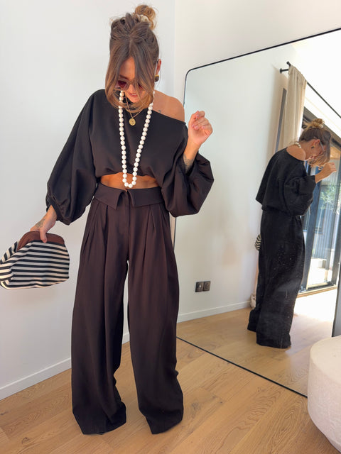 Pantalon à revers - noir