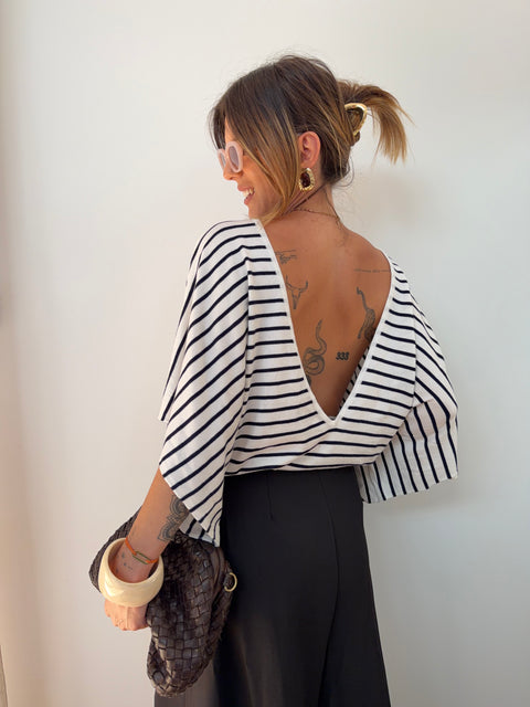 Pull fin dos en V Lover's - rayé bleu (envoi à partir du 18/07)